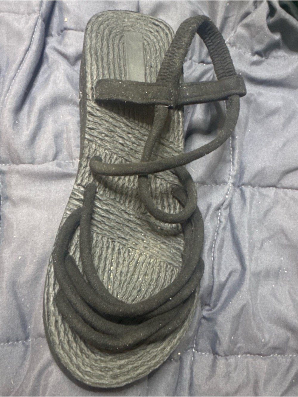 Black Strappy Rope Sandal